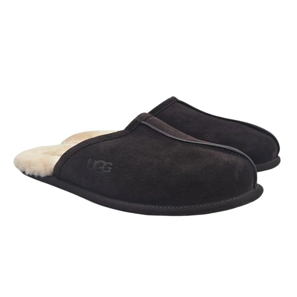 UGG Men's Scuff Slippers Espresso Dark Brown Suede Sheepskin Size 13 S/N 1101111